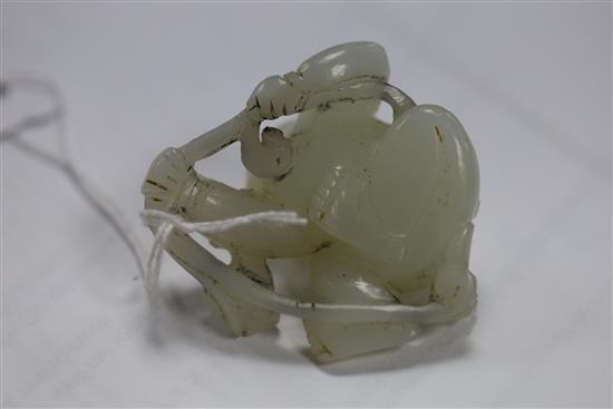 A Chinese white jade figure of a boy, 19th century, 5.5cm